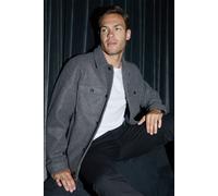 Threadbare Men's 'Crunch' Brushed Button Up Shacket in Charcoal | Size: XL Threadbare Charcoal XL