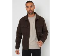 Threadbare Men's 'Crunch' Brushed Button Up Shacket in Chocolate | Size: Large Threadbare Chocolate L
