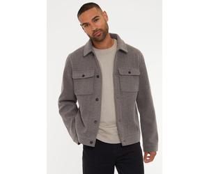 Threadbare Men's 'Crunch' Brushed Button Up Shacket in Taupe | Size: Large Threadbare Taupe L