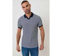 Threadbare Men's 'Domino' Revere Collar Striped Pique Polo in Navy | Size: Large Threadbare Navy L