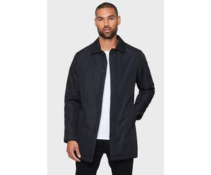 Threadbare Men's 'Dumfries' Showerproof Padded Longline Mac in Black | Size: XL Threadbare Black XL