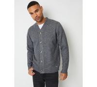 Threadbare Mens Dutch Cardigan in Charcoal Marl - Grey - Size X-Large