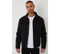 Threadbare Men's Faux Wool Button Up Quilted Shacket in Black | Size: 2XL Threadbare Black 2XL