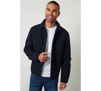 Threadbare Men's Faux Wool Button Up Quilted Shacket in Navy | Size: 2XL Threadbare Navy 2XL