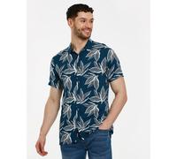 threadbare Men's 'Foliage' Leaf Print Short Sleeve Shirt in Blue | Size: Large Threadbare Blue L