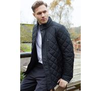 Threadbare Men's Funnel Neck Diamond Quilted Jacket in Black | Size: Small Threadbare Black S