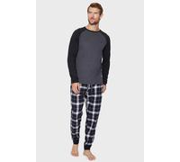 Threadbare Men's 'Hamilton' Cotton Blend Check Pyjama Set in Charcoal | Size: 2XL Threadbare Charcoal 2XL