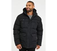 Threadbare Men's 'Jackton' Showerproof Hooded Padded Jacket in Black | Size: 2XL Threadbare Black 2XL