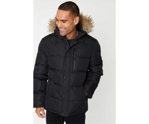 Threadbare Men's Lakewood' Showerproof Hooded Padded Parka Jacket in Black | Size: 2XL Threadbare Black 2XL