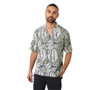 Threadbare Mens Leaf Print Relaxed Fit ShirtS Black GT38755