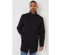 Threadbare Men's Longline Faux Wool Funnel Neck Coat in Black | Size: XL Threadbare Black XL
