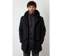 Threadbare Men's Mock Inner Longline Utility Coat in Black | Size: Medium Threadbare Black M