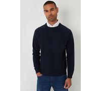 Threadbare Men's Mock Shirt Raglan Knitted Jumper in Navy | Size: Medium Threadbare Navy M