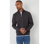 Threadbare Men's Mock T-Shirt Quarter Zip Sweatshirt in Charcoal | Size: Large Threadbare Charcoal L