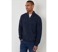 Threadbare Men's Mock Tee Funnel Neck Cable Knit Jumper in Blue | Size: Small Threadbare Blue S