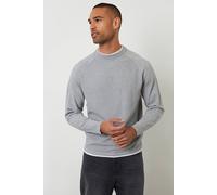 Threadbare Men's Mock Tee Textured Knit Crew Neck Jumper in Grey | Size: XL Threadbare Grey XL