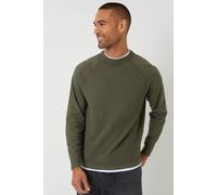 Threadbare Men's Mock Tee Textured Knit Crew Neck Jumper in Khaki | Size: 2XL Threadbare Khaki 2XL