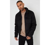 Threadbare Men's 'Olpherts' Faux Suede Borg Lined Aviator Jacket in Black | Size: XL Threadbare Black XL