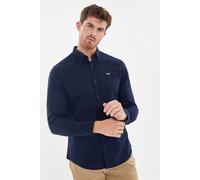 Threadbare Men's Oxford Cotton 'Beacon' Long Sleeve Shirt in Navy | Size: Small Threadbare Navy S