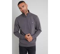 Threadbare Men's 'Patrick' Quarter Zip Neck Sweatshirt in Dark Grey | Size: Large Threadbare Dark Grey L