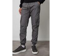 Threadbare Men's 'Prince' Cotton Cuffed Cargo Trousers in Mid Grey | Size: XL Threadbare Mid Grey XL
