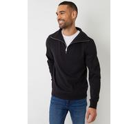 Threadbare Men's Quarter Zip Funnel Neck Sweatshirt in Black | Size: XL Threadbare Black XL