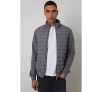 Threadbare Men's Quilted Hybrid Funnel Neck Jacket in Dark Grey | Size: Large Threadbare Dark Grey L
