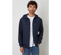 Threadbare Men's Quilted Hybrid Hooded Jacket in Navy | Size: XL Threadbare Navy XL