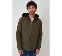 Threadbare Men's Quilted Shacket with Borg Lined Hood in Khaki | Size: 2XL Threadbare Khaki 2XL
