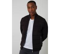 Threadbare Men's Quilted Zip Up Knitted Jacket in Black | Size: Large Threadbare Black L