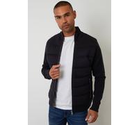 Threadbare Men's Quilted Zip Up Knitted Jacket in Navy | Size: Medium Threadbare Navy M