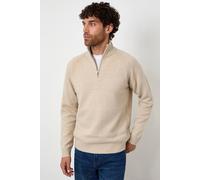 Threadbare Men's Raglan Rib Quarter Zip Knitted Jumper in Stone | Size: XL Threadbare Stone XL