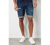 Threadbare Men's 'Sherwood' Ripped Denim Shorts - Vintage Wash Denim