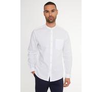 Threadbare Men's Ushuaia' Linen Blend Long Sleeve Grandad Collar Shirt in White | Size: 2XL Threadbare White 2XL