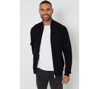 Threadbare Men's 'Wynnstay' Zip-Through Funnel Neck Knitted Cardigan in Black | Size: 2XL Threadbare Black 2XL