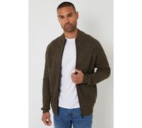 Threadbare Men's Zip Through Funnel Neck Cardigan in Khaki | Size: Small Threadbare Khaki S
