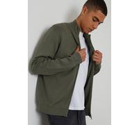Threadbare Men's Zip-Through Funnel Neck Knitted Cardigan in Green | Size: XL Threadbare Green XL