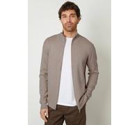 Threadbare Men's Zip-Through Funnel Neck Knitted Cardigan in Taupe | Size: 2XL Threadbare Taupe 2XL