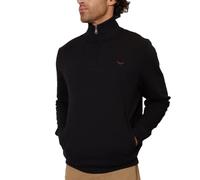 Threadbare 'Patrick' Men's Quarter Zip Funnel Neck Jumper Top Knitted Sweatshirt, Black, XL