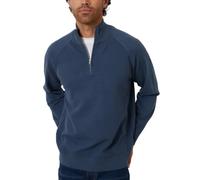 Threadbare 'Roseacre' Mens Knitted Long Sleeve Sweater Mock Tee Textured Knit Quarter Zip Jumper, Denim Blue, M