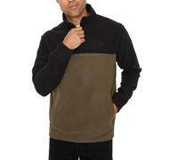 Threadbare 'Wham' Mens Two Tone Colourblock Quarter Zip Microfleece Sweatshirt Jumper, Black/Khaki, 2XL