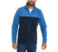 Threadbare 'Wham' Mens Two Tone Colourblock Quarter Zip Microfleece Sweatshirt Jumper, Cobalt/Navy, L