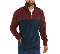 Threadbare 'Wham' Mens Two Tone Colourblock Quarter Zip Microfleece Sweatshirt Jumper, Navy, M