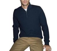 Threadbare 'Whitney' Mens Raglan Knitted Sweater Top Quarter Zip Funnel Neck Jumper, Navy, XL