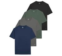 ThreadCo Men's T-Shirts - 100% Cotton - Premium Weight 180gsm Mens T Shirt - Tailored-Fit Crew Neck Tee - Soft, Breathable & Pre-Shrunk - 4 Pk - Black, Slate, Green & Navy Blue - XXL