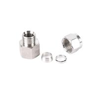 Threaded Connector Stainless Steel Double Ferrule Compression Fitting, BSP Female Thread Union Connector SS 304 Tube Adapter(8MM*1/8INCH)