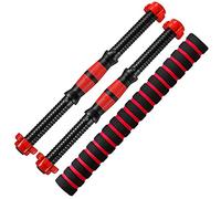 Threaded Dumbbell Handle Bars Extension Bar Set Adjustable for Weight Lifting Home Gym Fitness Exercise Heavy-Duty Iron Foam Padded Grip Fastener Collars 2-in-1 Design Strength Workouts