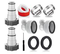 Threaded Hose Adapter Kit for 1.5 and 1.25 Inch Hoses, Replacement Clamp Pipe Connector with O - Ring Seal, PVC Adapter Set for Filter Pump Generator Salt System
