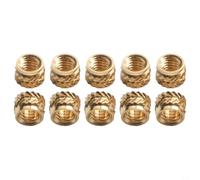 Threaded Insert Brass M2-M6 for 3D Printing - Heat-resistant Press-in Nuts with Knurled Thread for Plastic & DIY Projects - Set of 10 Gold (M4x4x6(IdxLxOd))
