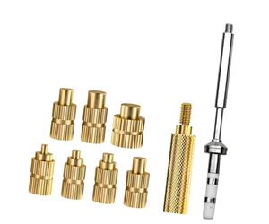 Threaded Insert Installation Tool Set with Brass Press Heads and Knurled Adapter, Heat Set Insert Tool for Polymer Shells, Brackets and 3D Printing Repair Tasks